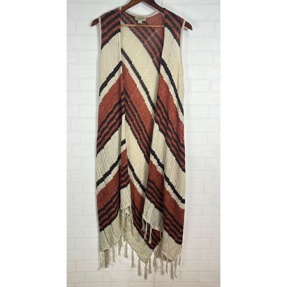 One World Womens Knit Cardigan Size XL Striped Sleeveless - Picture 1 of 16